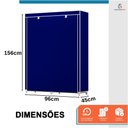 Ver imagem 3 de Armário Guarda Roupa Dobrável Portátil Multiuso Organizador de Roupas Azul - StaremCasa