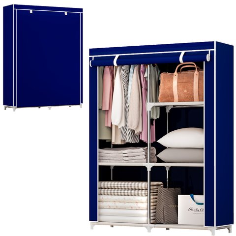 Armário Guarda Roupa Dobrável Portátil Multiuso Organizador de Roupas Azul - StaremCasa