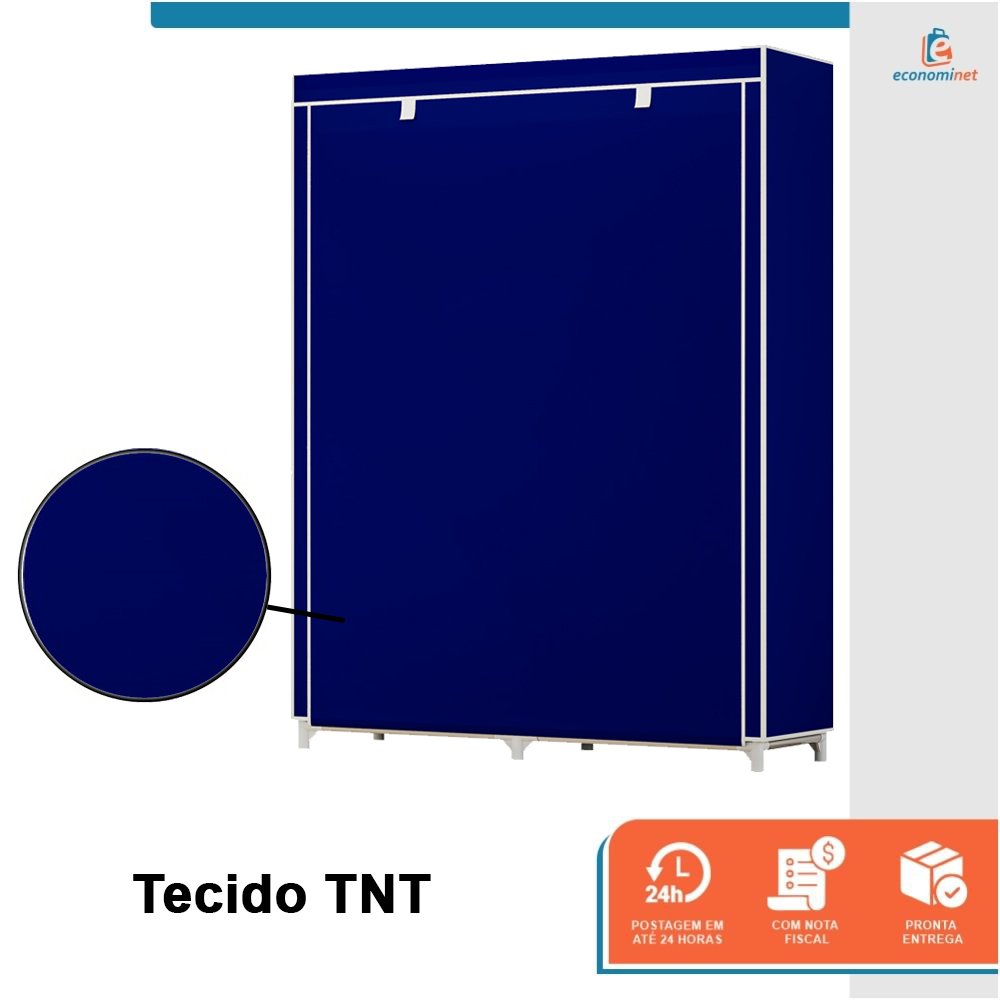 Armário Guarda Roupa Dobrável Portátil Multiuso Organizador de Roupas Azul - StaremCasa - 4