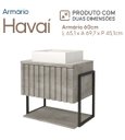 Ver imagem 2 de Gabinete Balcão Suspenso Cuba Marmorite Havaí 60 cm Aço Banheiro 1 Porta 1 Prateleira Cinza