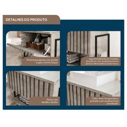 Gabinete Balcão Suspenso Cuba Marmorite Havaí 60 cm Aço Banheiro 1 Porta 1 Prateleira Cinza - 3