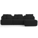 Ver imagem 3 de Sofá 3 Lugares com Chaise Direito Sala Living 248cm Arlo F04 Veludo Preto - Lyam Decor