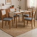 Ver imagem 2 de Mesa de Jantar Papaia com 4 Cadeiras Estofadas Encanto Linho Grafite Ornar