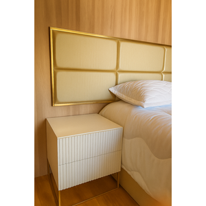 Cabeceira Estofada Adesiva em Módulos - Pérola - 3,04x 0,64