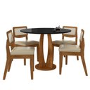 Ver imagem 1 de Mesa Redonda Camogli 4 Cadeiras Sextavadas Freijó/pto/corin Bege - M.a Freijó/preto/corino Bege