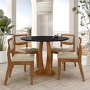 Ver imagem 2 de Mesa Redonda Camogli 4 Cadeiras Sextavadas Freijó/pto/corin Bege - M.a Freijó/preto/corino Bege