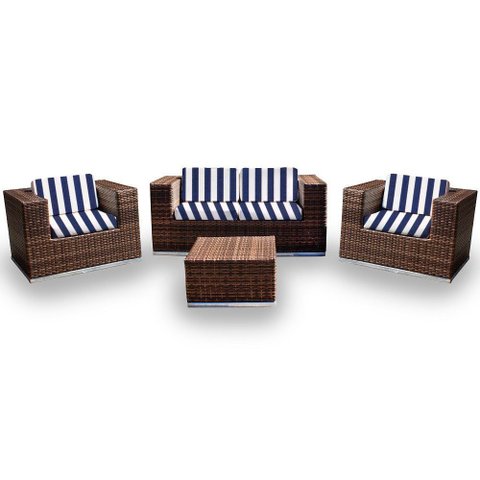 Conjunto Bora Bora - 1 Sofá 2 Lugares + 2 Poltronas + 1 Mesa de Centro - Patmos