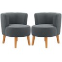 Ver imagem 1 de Jogo 2 Poltronas Estofada para Recepção Clinica Moderna Tecido Boucle Macia Pés de Madeira