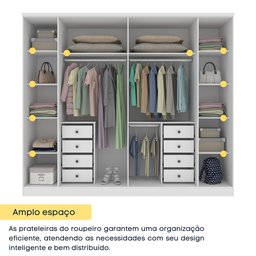 Guarda Roupa Casal 6 Portas 8 Gavetas com Pés 270cm Portugal Espresso Móveis   - 8