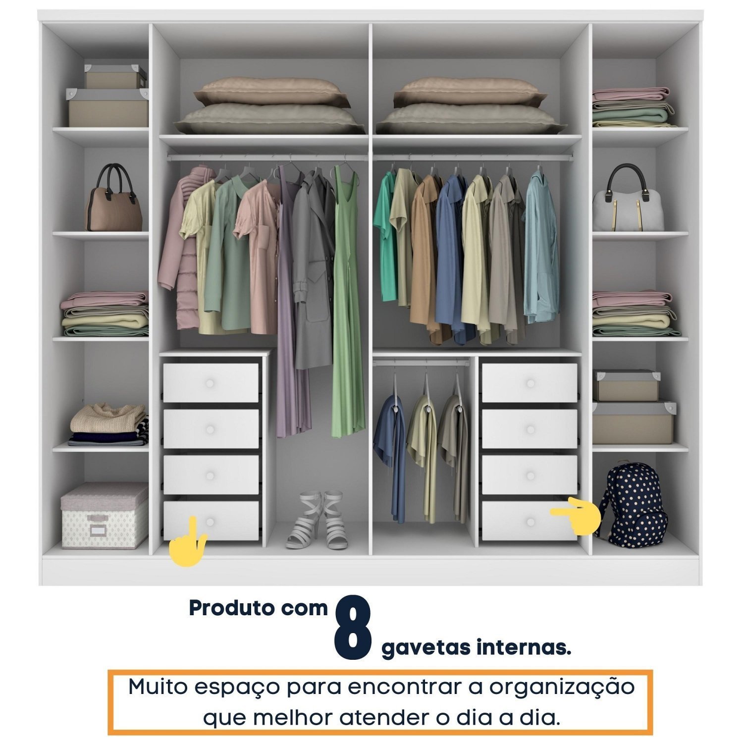 Guarda Roupa Casal 6 Portas 8 Gavetas com Pés Portugal 270cm Espresso Móveis  - 6