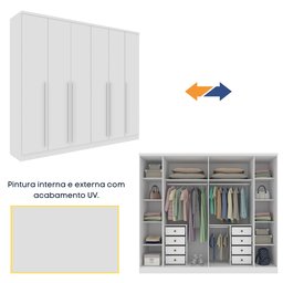 Guarda Roupa Casal 6 Portas 8 Gavetas com Pés 270cm Portugal Espresso Móveis   - 13