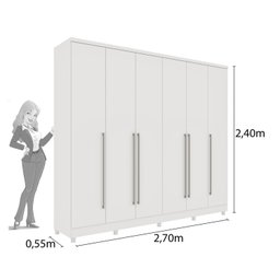 Guarda Roupa Casal 6 Portas 8 Gavetas com Pés 270cm Portugal Espresso Móveis   - 5