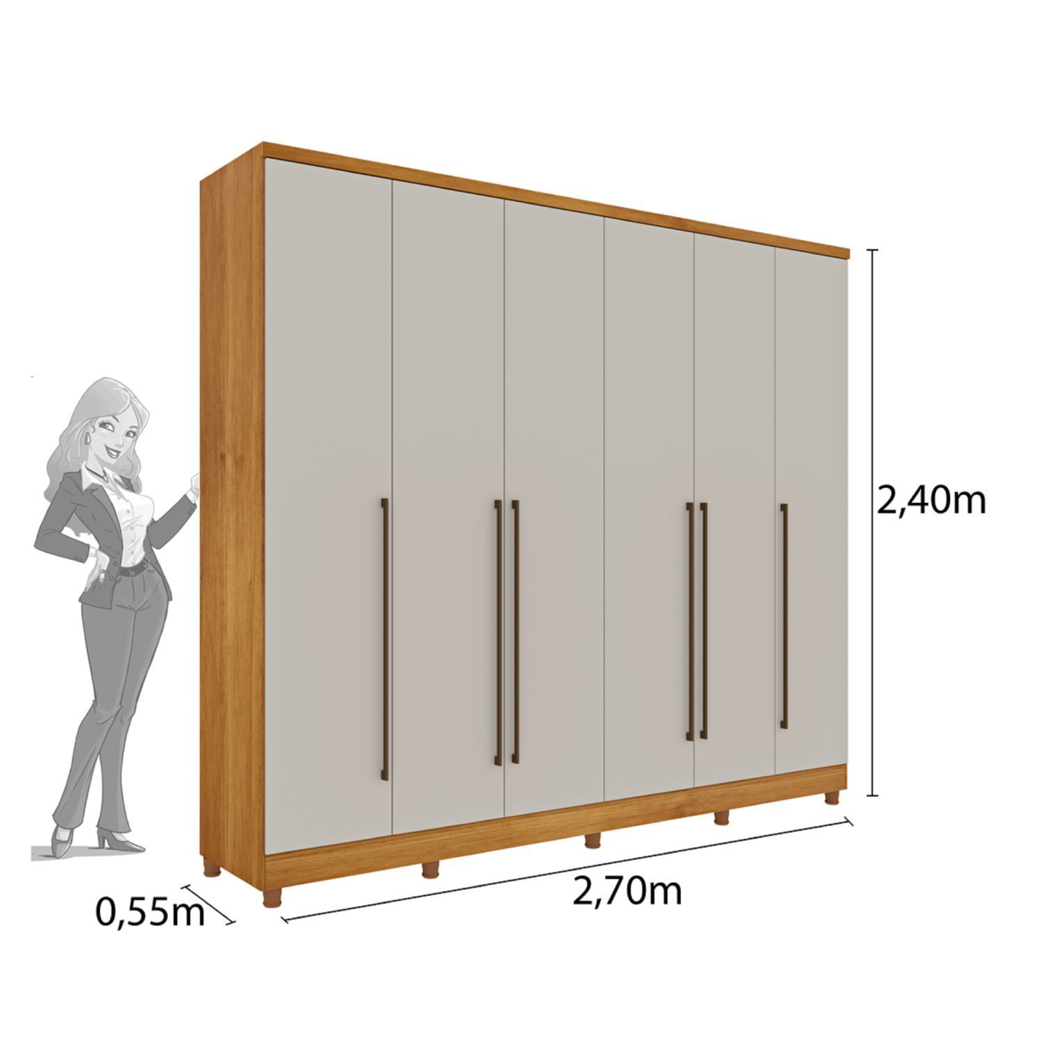 Guarda Roupa Casal 6 Portas 8 Gavetas com Pés Portugal 270cm Espresso Móveis  - 4