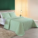 Ver imagem 1 de Colcha Casal 3 Peças Cobre Leito Micropercal 200 Fios Bordado Ágata:verde