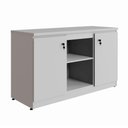 Ver imagem 4 de Armário Baixo Escritório 2 Portas 3 Prateleiras MDP 120cm Cinza com Chaves Nichos F5 Office