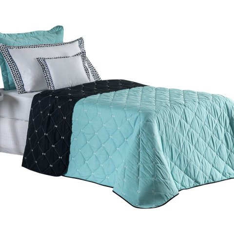 Kit Cobre Leito Dupla Face Solteiro Bordado Renove Hipercal 400 Fios 4 Peças:verde