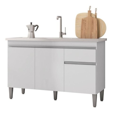 Balcão Gabinete Multiuso Tatiane 120cm 3 Pts 1 Gvt S/tampo