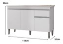 Ver imagem 2 de Balcão Gabinete Multiuso Tatiane 120cm 3 Pts 1 Gvt S/tampo