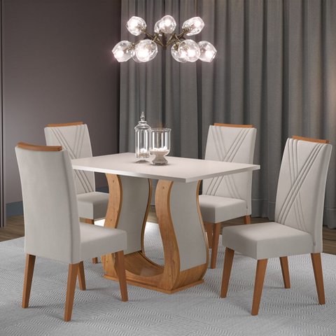 Mesa de Jantar 4 Lugares Gol Mel/blonde/marfim - Viero Móveis