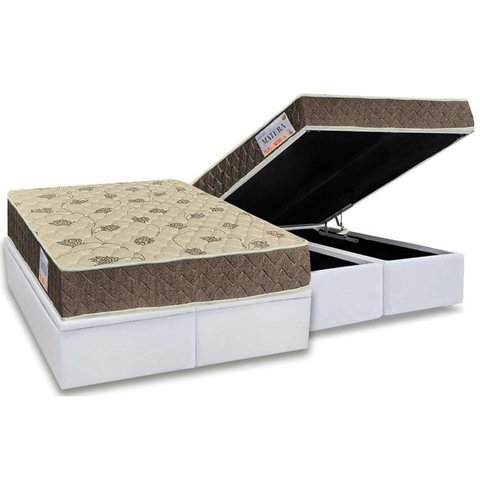 Cama Box Baú King: Colchão Anatômico Orthoflex D33 / EP Matera + Base CRC Courano White(193x203)
