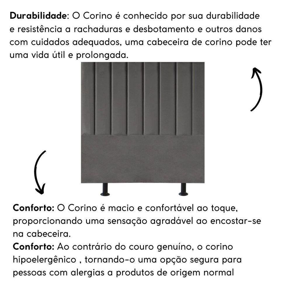 Cabeceira Estofada Cama Casal 140cm Lídia Corino e Frame Cinza - 5