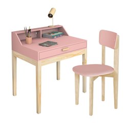 Escrivaninha Infantil Para Quarto Com Cadeira Infantil Rosa - 1