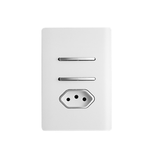 Placa 4x2 com 1 Interruptor Simples + 1 Interruptor Paralelo + 1 Tomada 20a - Branco/cromado - Dicom