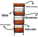 Ver imagem 3 de Fruteira de Ferro e Madeira Grande para Cozinha 3 Andares Artesanal