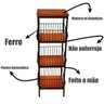 Fruteira de Ferro e Madeira Grande para Cozinha 3 Andares Artesanal - 3