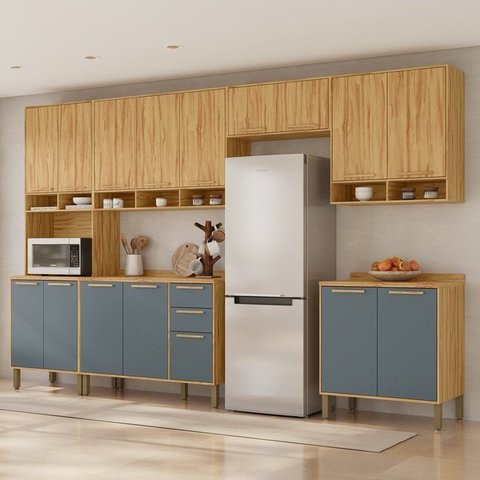 Cozinha Modulada Completa 6 Peças 16 Portas MDF 350cm Malta Espresso Móveis