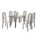 Ver imagem 2 de Conjunto de Mesa Tubular com 6 Cadeiras Lara Prata/Arabesco