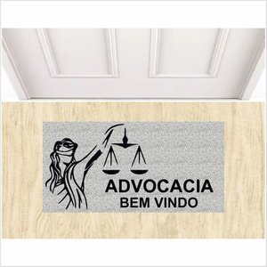 TAPETE CAPACHO ADVOCACIA 80X40 FUNDO PRATA