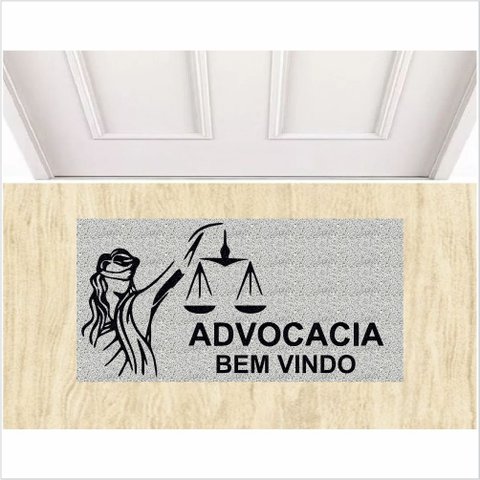 TAPETE CAPACHO ADVOCACIA 80X40 FUNDO PRATA
