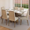 Ver imagem 1 de Conjunto Sala de Jantar Tampo de Madeira 6 Cadeiras Rustic/Branco/Imperial Bosque Madesa