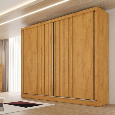 Guarda Roupa Galati 2 Portas Ripado 100% Mdf - Peroba Made Marcs