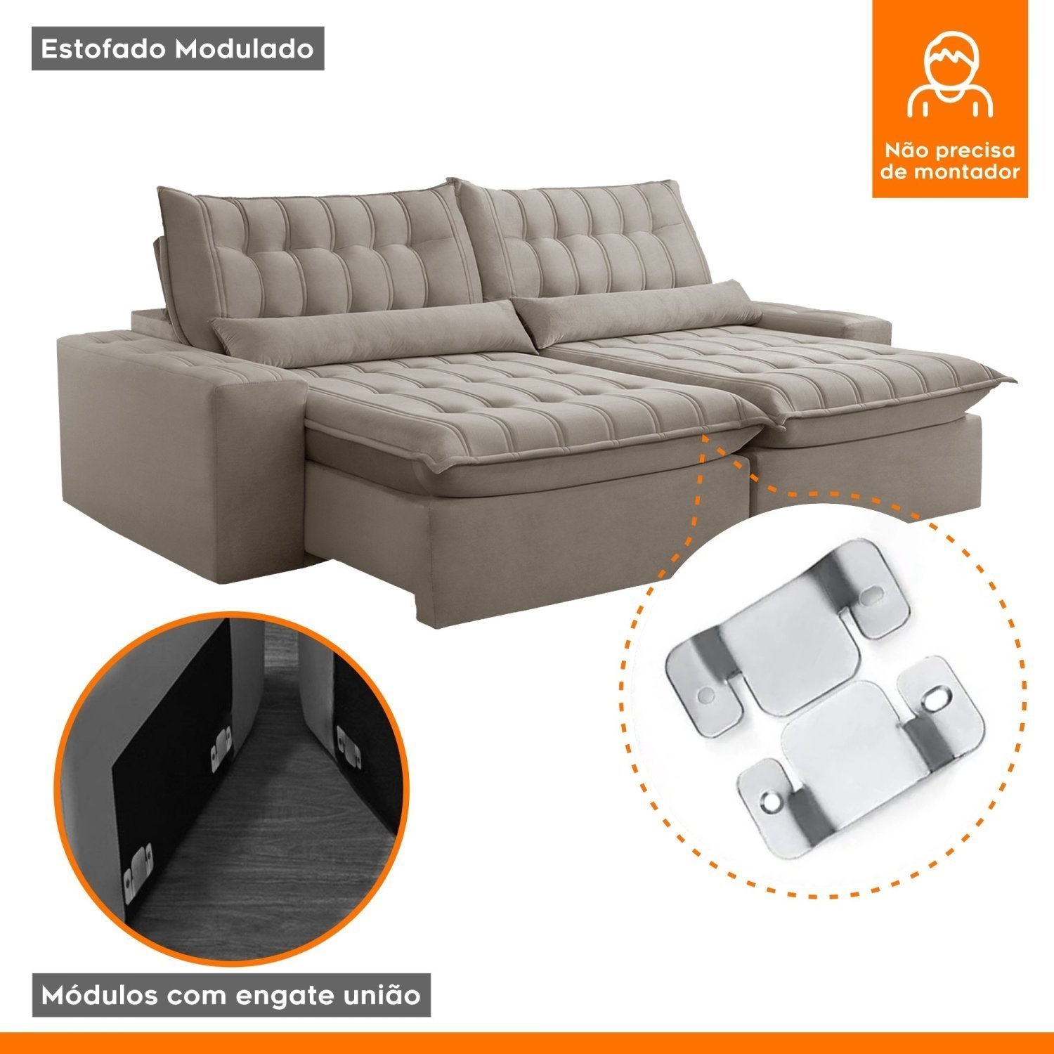 Sofá Retrátil e Reclinável 230cm Domínio - 6