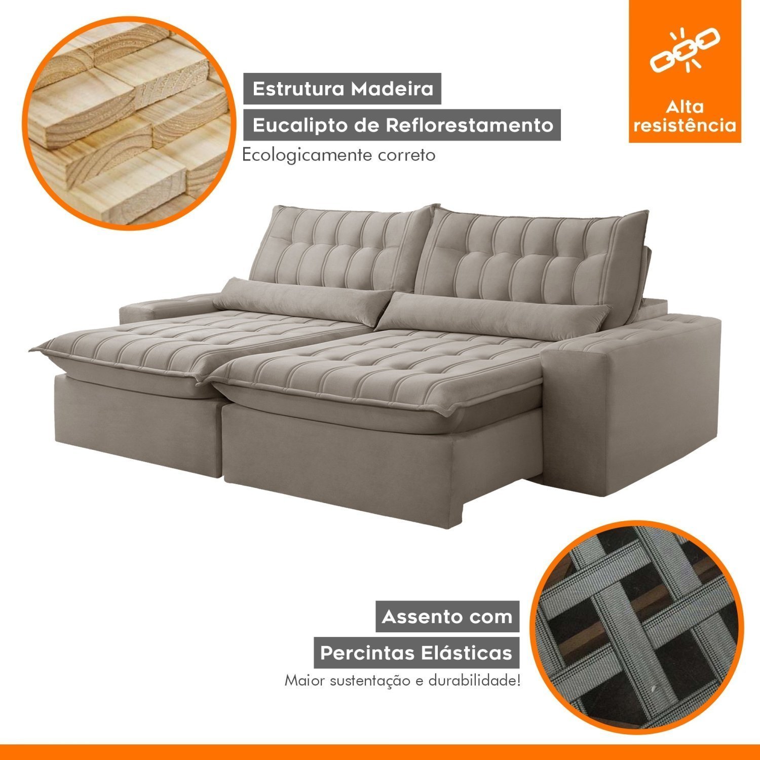 Sofá Retrátil e Reclinável 230cm Domínio - 7