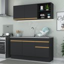 Ver imagem 2 de Cozinha Compacta com Rodapé Veneza Multimóveis MP2114 com Armário e Balcão Preta