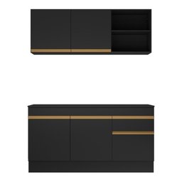 Cozinha Compacta com Rodapé Veneza Multimóveis MP2114 com Armário e Balcão Preta - 7