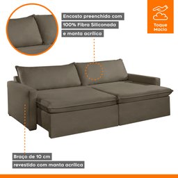 Sofá Cama Retrátil e Reclinável 180cm Marselha - 6