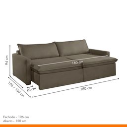 Sofá Cama Retrátil e Reclinável 180cm Marselha - 10