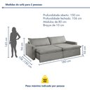 Ver imagem 3 de Sofá Cama Retrátil e Reclinável 180cm Marselha Cinza