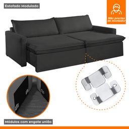Sofá Cama Retrátil e Reclinável 180cm Marselha - 8