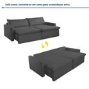Ver imagem 4 de Sofá Cama Casal Retrátil e Reclinável 2 Lugares Tecido Grafite Marselha 180cm