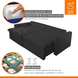 Sofá Cama Retrátil e Reclinável 180cm Marselha - 7
