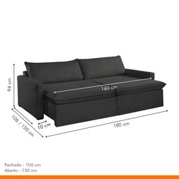 Sofá Cama Retrátil e Reclinável 180cm Marselha - 10