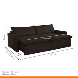 Sofá Cama Retrátil e Reclinável 180cm Marselha - 10