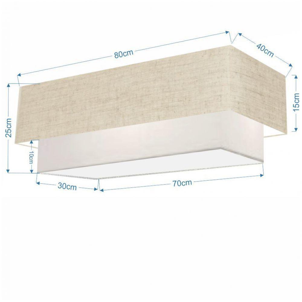Plafon 80x40cm x 70x30cm Retangular Rústico Bege Branco - 2