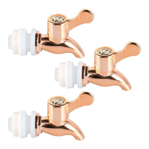 Kit 3 Torneiras para Suqueira Dispenser Plástico Rosé Gold Luxo Filtro com Vedação