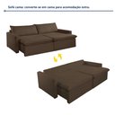 Ver imagem 4 de Sofá Cama Casal Retrátil e Reclinável 3 Lugares Marrom Marselha 200cm